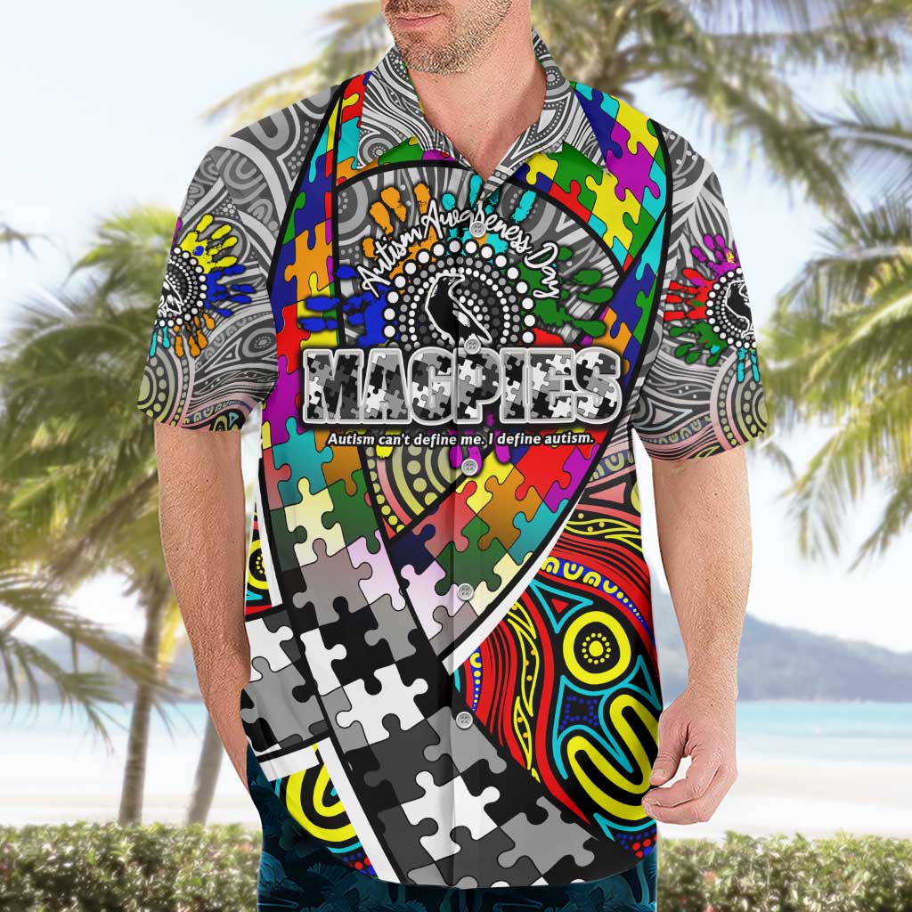 Autism Awareness Australia Collingwood Magpies Hawaiian Shirt Aboriginal Indigenous Art