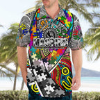 Autism Awareness Australia Collingwood Magpies Hawaiian Shirt Aboriginal Indigenous Art
