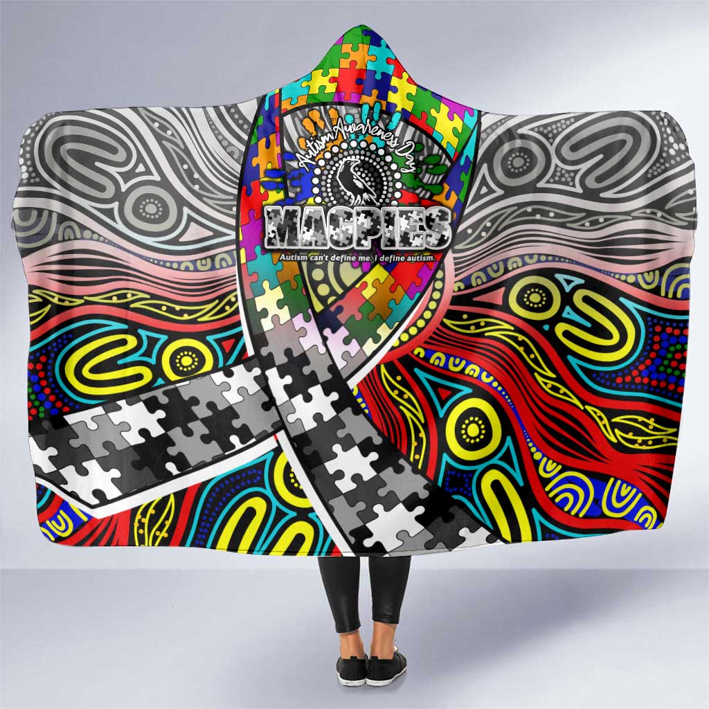 Autism Awareness Australia Collingwood Magpies Hooded Blanket Aboriginal Indigenous Art