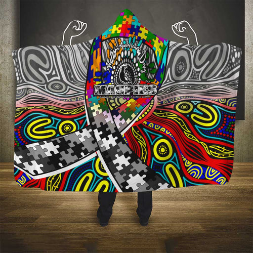 Autism Awareness Australia Collingwood Magpies Hooded Blanket Aboriginal Indigenous Art