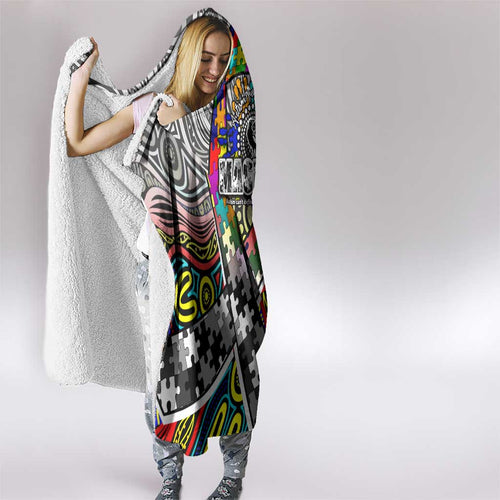 Autism Awareness Australia Collingwood Magpies Hooded Blanket Aboriginal Indigenous Art
