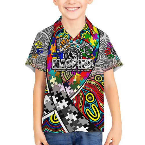 Autism Awareness Australia Collingwood Magpies Kid Hawaiian Shirt Aboriginal Indigenous Art