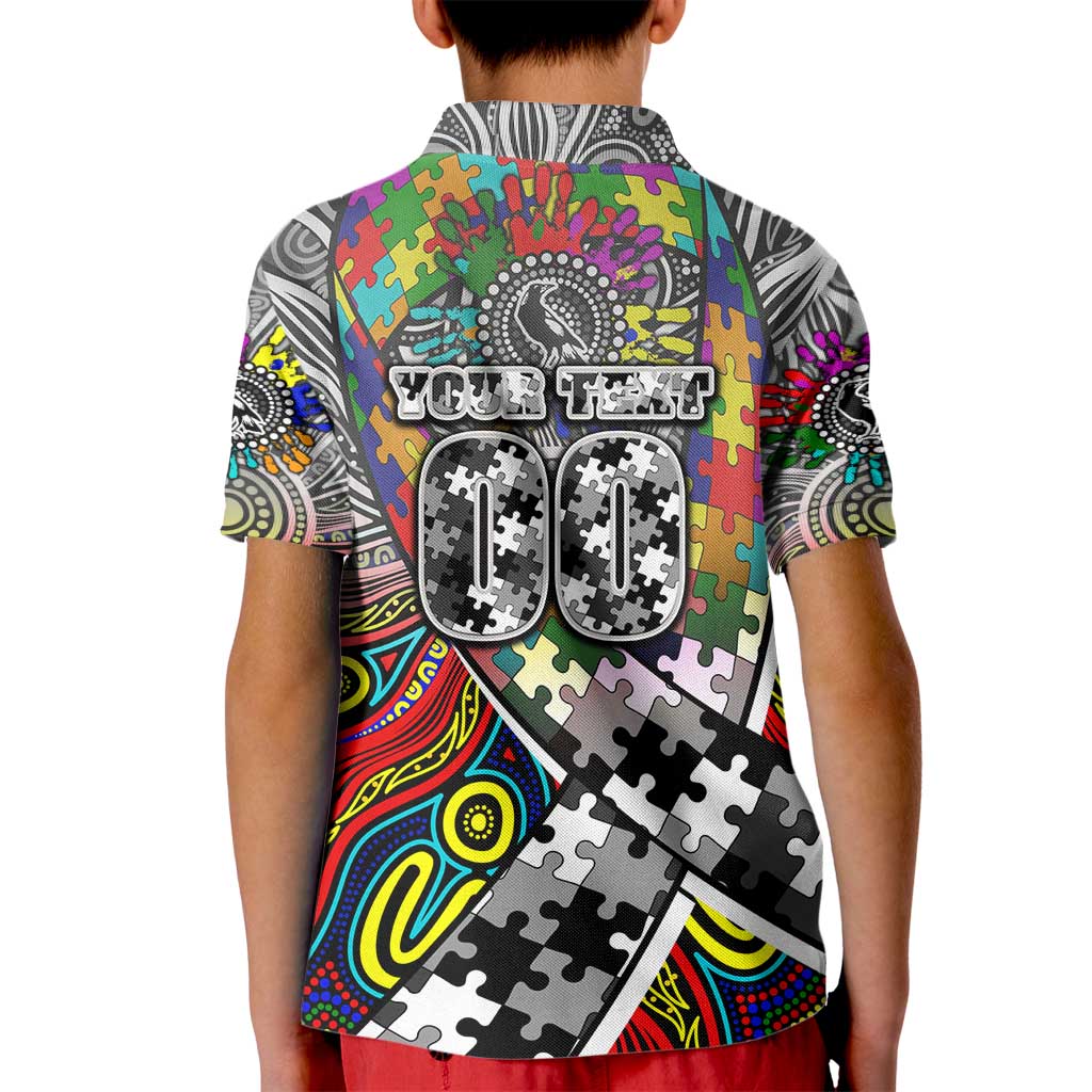 Autism Awareness Australia Collingwood Magpies Kid Polo Shirt Aboriginal Indigenous Art