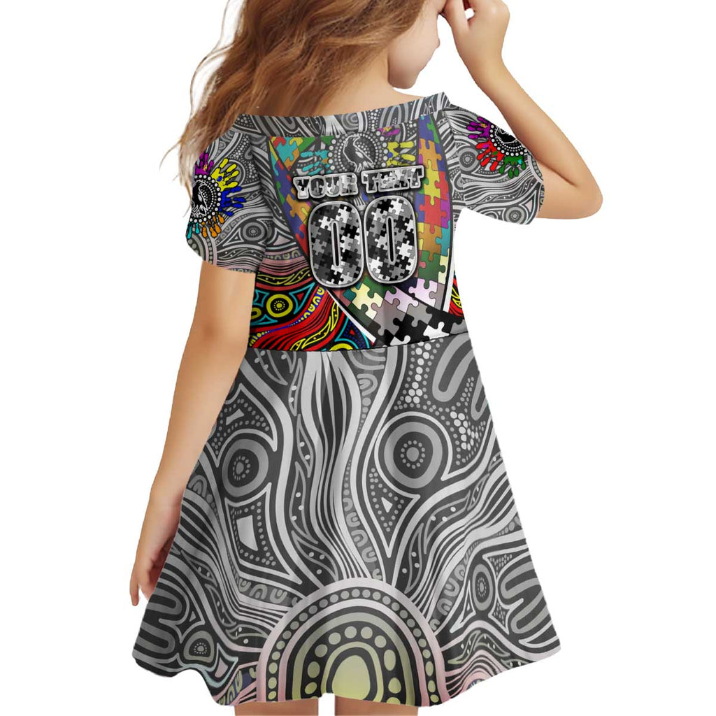 Autism Awareness Australia Collingwood Magpies Kid Short Sleeve Dress Aboriginal Indigenous Art