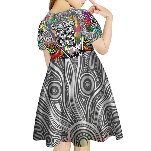 Autism Awareness Australia Collingwood Magpies Kid Short Sleeve Dress Aboriginal Indigenous Art