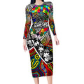 Autism Awareness Australia Collingwood Magpies Long Sleeve Bodycon Dress Aboriginal Indigenous Art