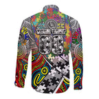 Autism Awareness Australia Collingwood Magpies Long Sleeve Button Shirt Aboriginal Indigenous Art