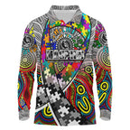 Autism Awareness Australia Collingwood Magpies Long Sleeve Polo Shirt Aboriginal Indigenous Art