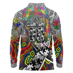Autism Awareness Australia Collingwood Magpies Long Sleeve Polo Shirt Aboriginal Indigenous Art