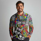 Autism Awareness Australia Collingwood Magpies Long Sleeve Polo Shirt Aboriginal Indigenous Art