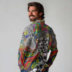 Autism Awareness Australia Collingwood Magpies Long Sleeve Polo Shirt Aboriginal Indigenous Art