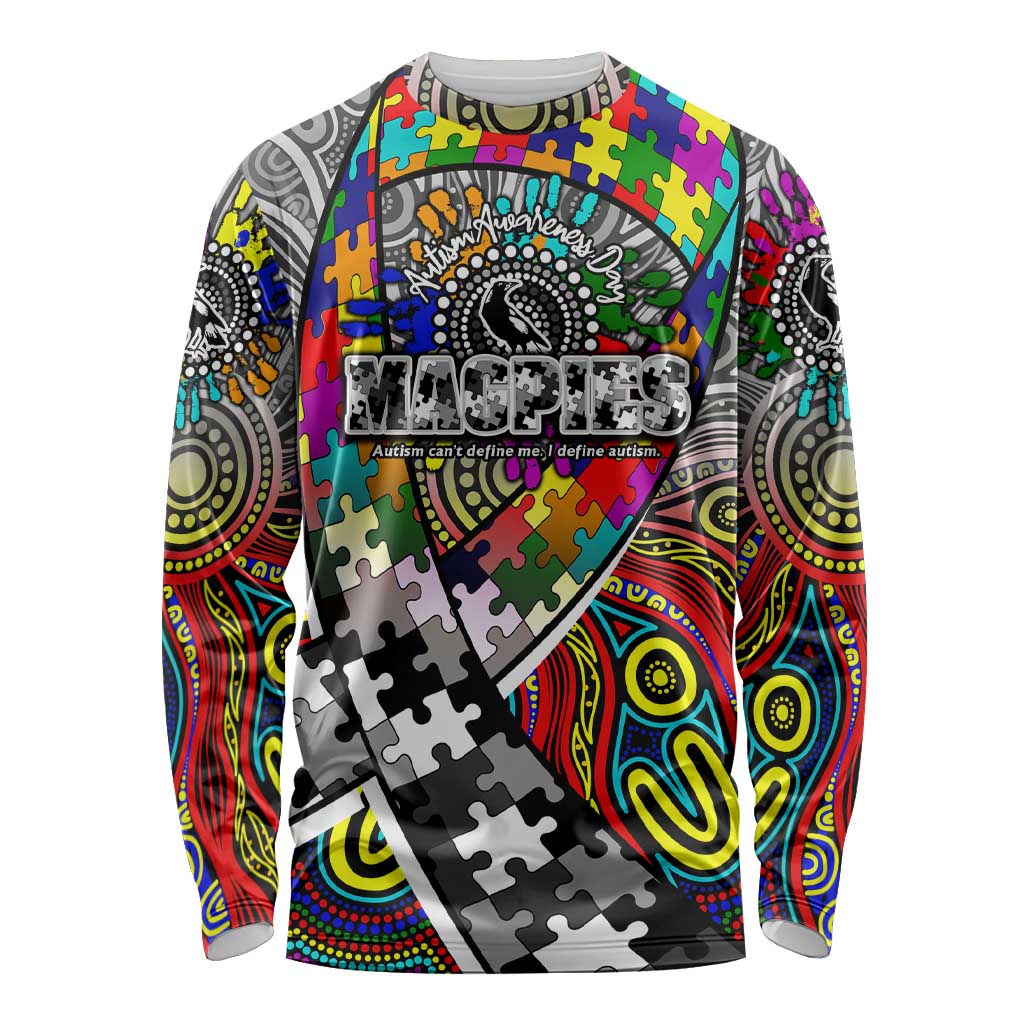 Autism Awareness Australia Collingwood Magpies Long Sleeve Shirt Aboriginal Indigenous Art