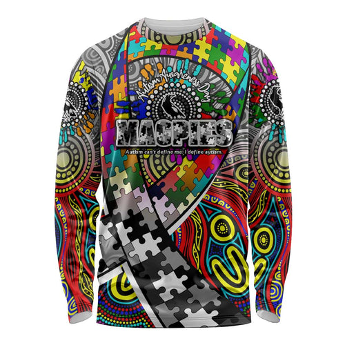 Autism Awareness Australia Collingwood Magpies Long Sleeve Shirt Aboriginal Indigenous Art