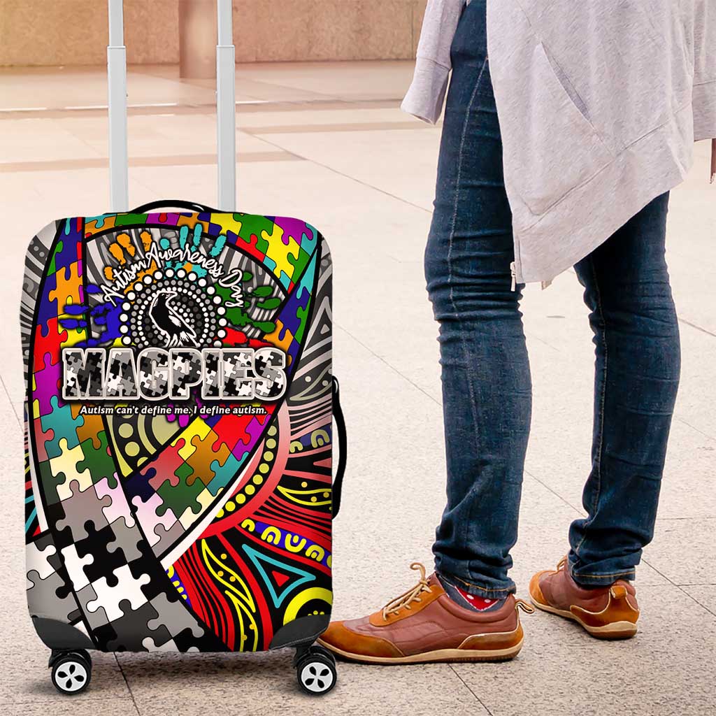 Autism Awareness Australia Collingwood Magpies Luggage Cover Aboriginal Indigenous Art