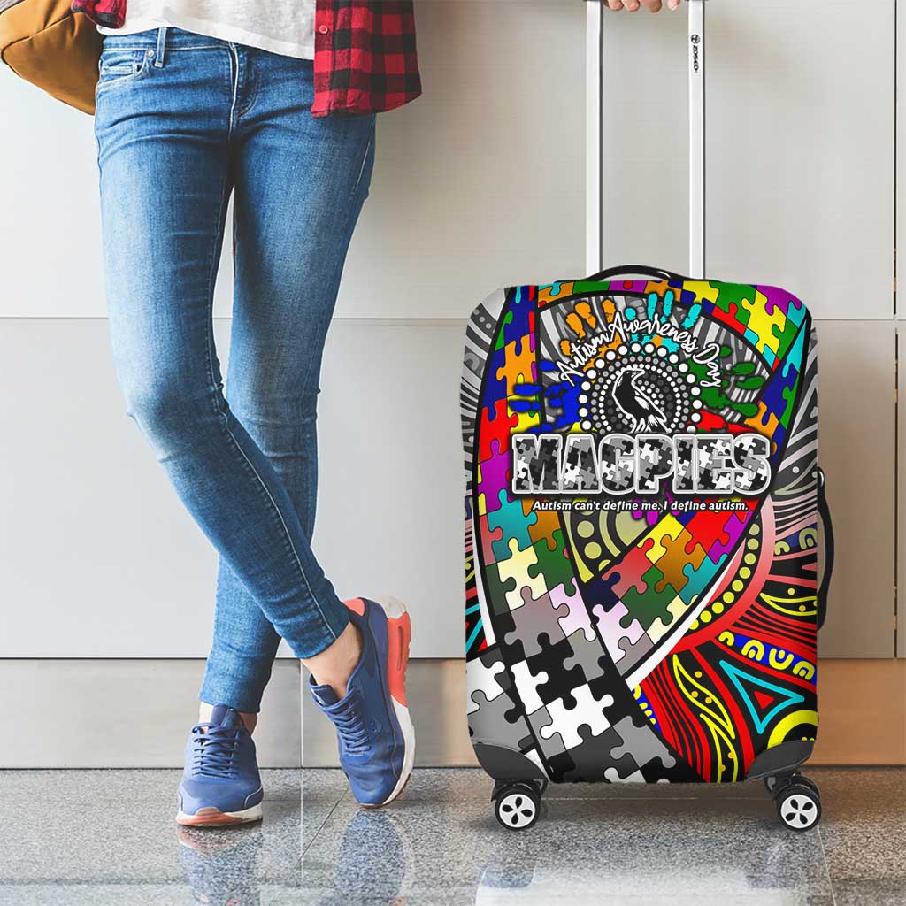 Autism Awareness Australia Collingwood Magpies Luggage Cover Aboriginal Indigenous Art