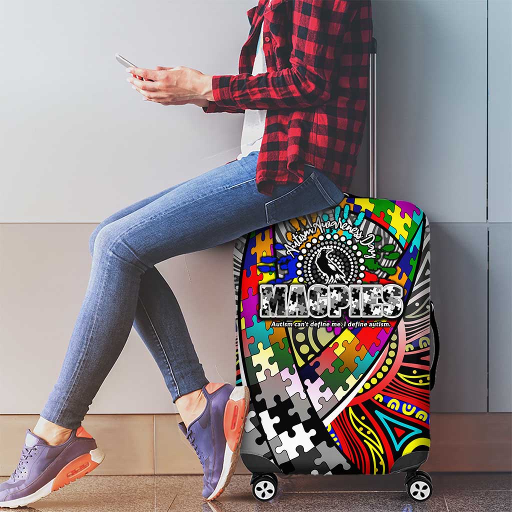Autism Awareness Australia Collingwood Magpies Luggage Cover Aboriginal Indigenous Art