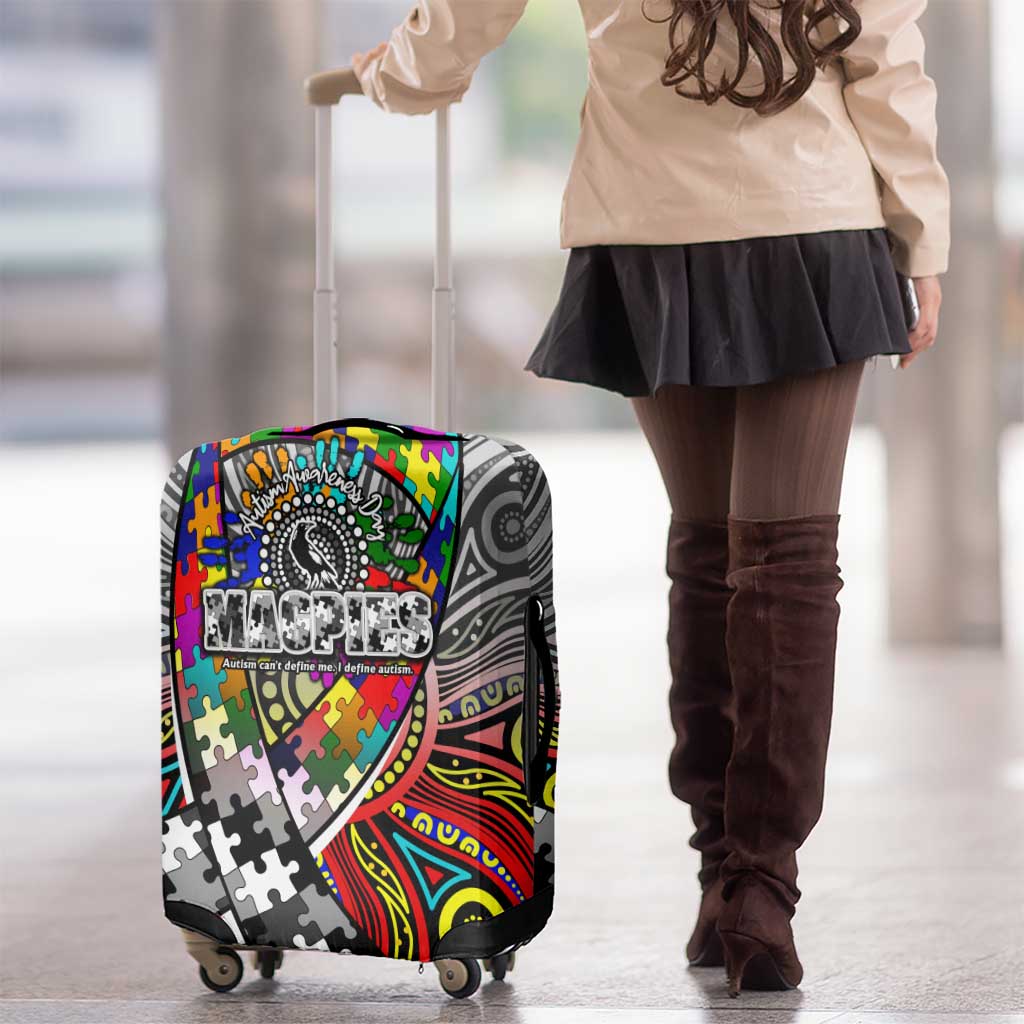 Autism Awareness Australia Collingwood Magpies Luggage Cover Aboriginal Indigenous Art