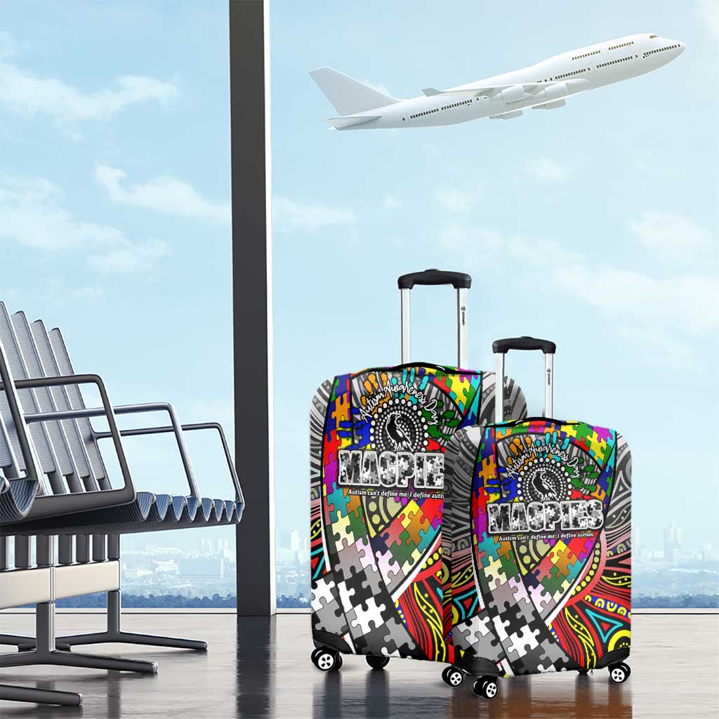 Autism Awareness Australia Collingwood Magpies Luggage Cover Aboriginal Indigenous Art