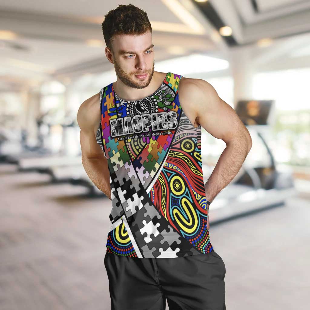 Autism Awareness Australia Collingwood Magpies Men Tank Top Aboriginal Indigenous Art