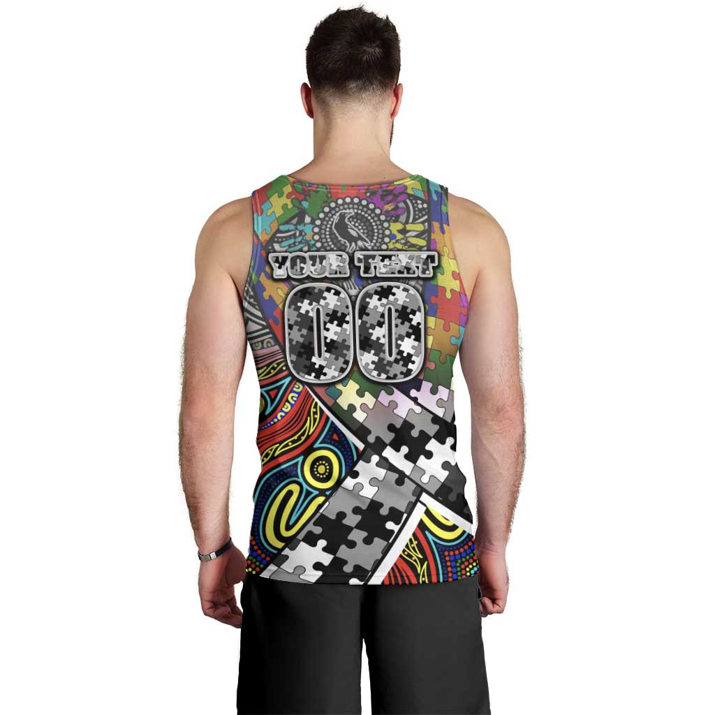 Autism Awareness Australia Collingwood Magpies Men Tank Top Aboriginal Indigenous Art