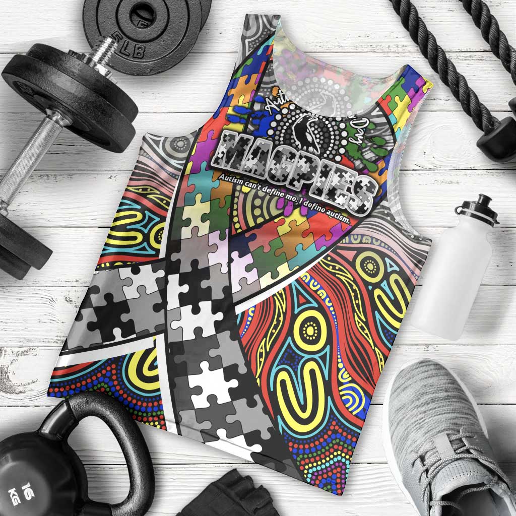 Autism Awareness Australia Collingwood Magpies Men Tank Top Aboriginal Indigenous Art