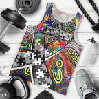 Autism Awareness Australia Collingwood Magpies Men Tank Top Aboriginal Indigenous Art