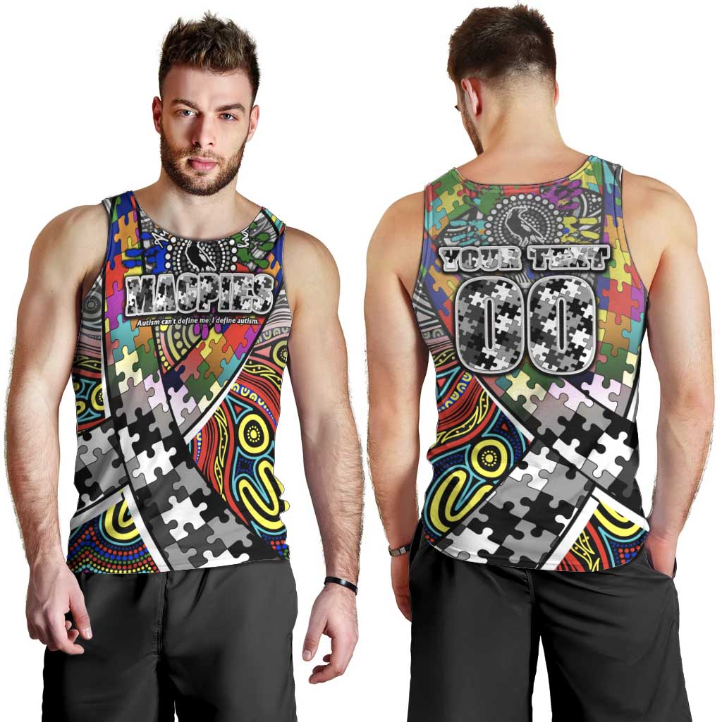 Autism Awareness Australia Collingwood Magpies Men Tank Top Aboriginal Indigenous Art