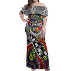 Autism Awareness Australia Collingwood Magpies Off Shoulder Maxi Dress Aboriginal Indigenous Art