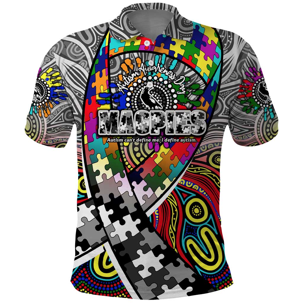 Autism Awareness Australia Collingwood Magpies Polo Shirt Aboriginal Indigenous Art