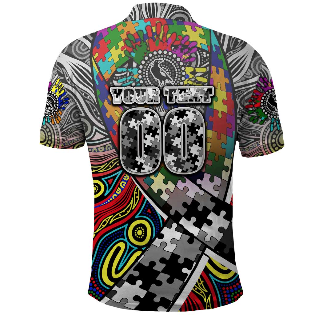 Autism Awareness Australia Collingwood Magpies Polo Shirt Aboriginal Indigenous Art