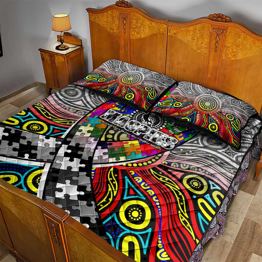 Autism Awareness Australia Collingwood Magpies Quilt Bed Set Aboriginal Indigenous Art