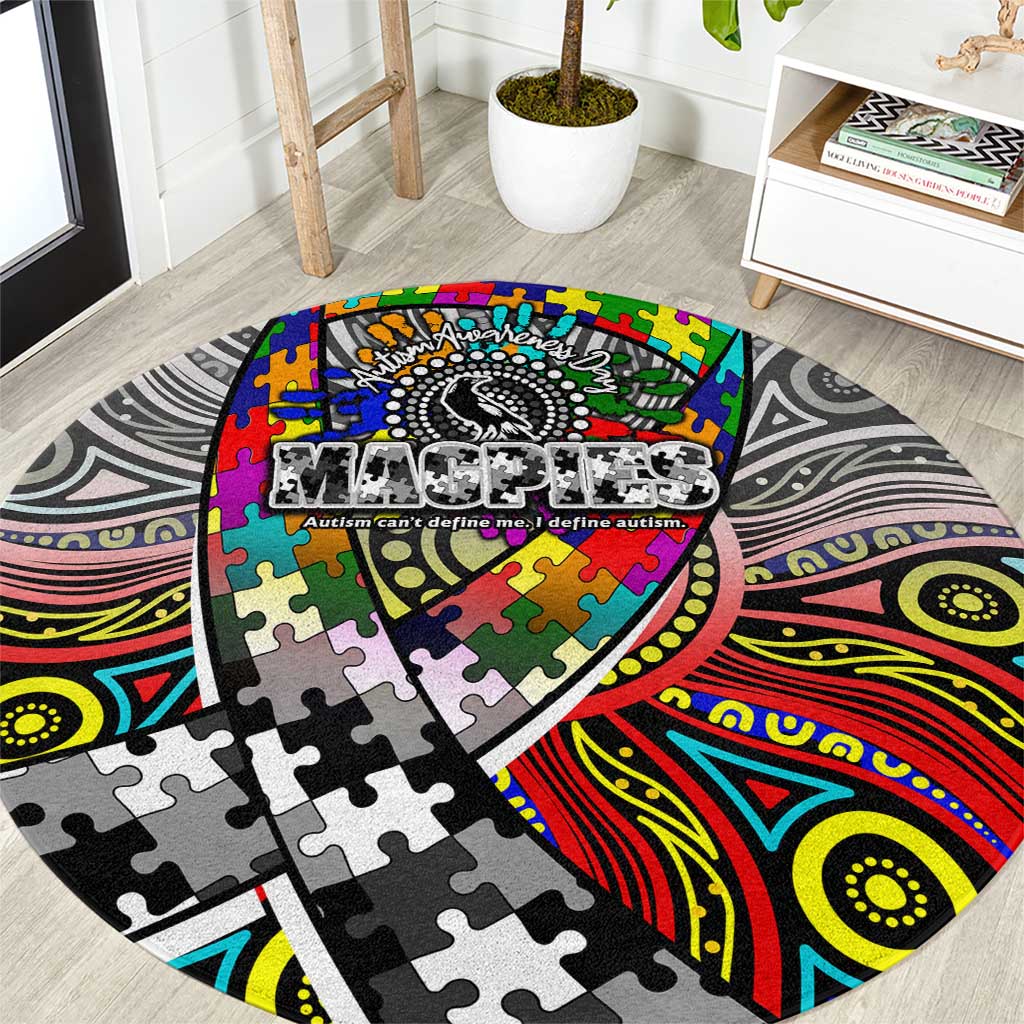 Autism Awareness Australia Collingwood Magpies Round Carpet Aboriginal Indigenous Art