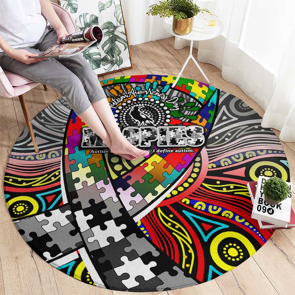 Autism Awareness Australia Collingwood Magpies Round Carpet Aboriginal Indigenous Art