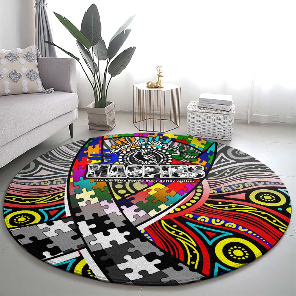 Autism Awareness Australia Collingwood Magpies Round Carpet Aboriginal Indigenous Art
