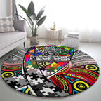 Autism Awareness Australia Collingwood Magpies Round Carpet Aboriginal Indigenous Art