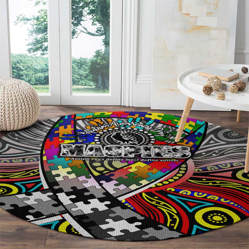 Autism Awareness Australia Collingwood Magpies Round Carpet Aboriginal Indigenous Art