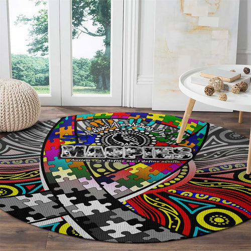 Autism Awareness Australia Collingwood Magpies Round Carpet Aboriginal Indigenous Art