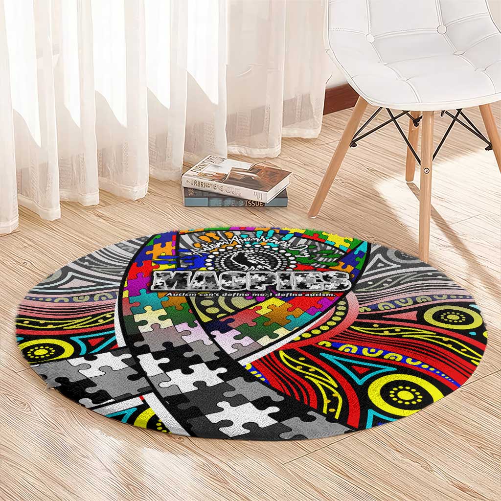 Autism Awareness Australia Collingwood Magpies Round Carpet Aboriginal Indigenous Art