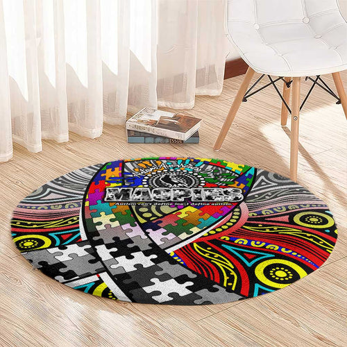 Autism Awareness Australia Collingwood Magpies Round Carpet Aboriginal Indigenous Art