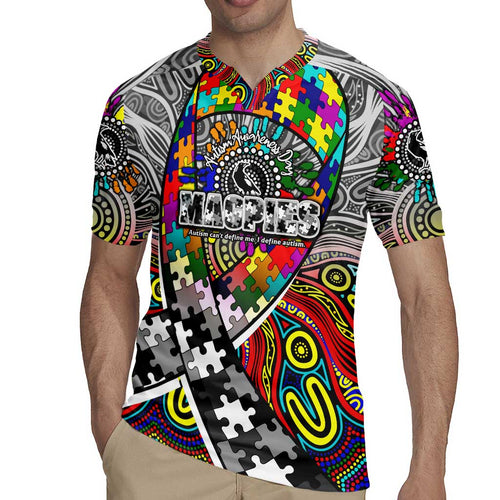 Autism Awareness Australia Collingwood Magpies Rugby Jersey Aboriginal Indigenous Art