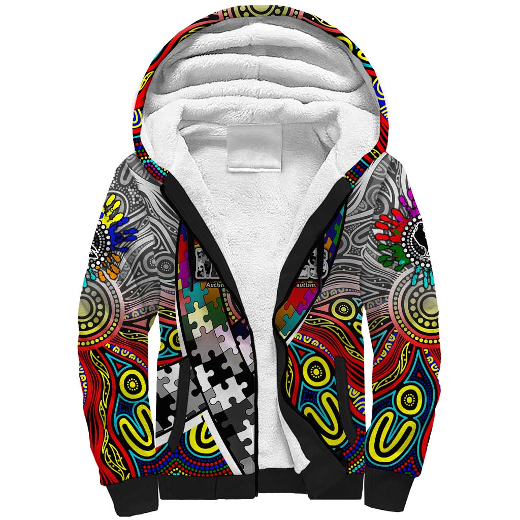 Autism Awareness Australia Collingwood Magpies Sherpa Hoodie Aboriginal Indigenous Art