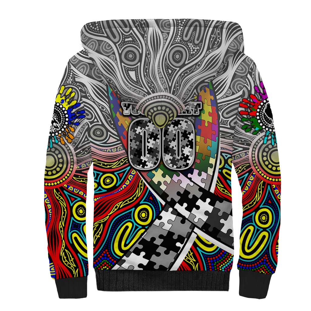 Autism Awareness Australia Collingwood Magpies Sherpa Hoodie Aboriginal Indigenous Art