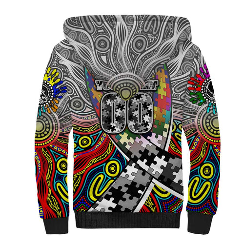 Autism Awareness Australia Collingwood Magpies Sherpa Hoodie Aboriginal Indigenous Art