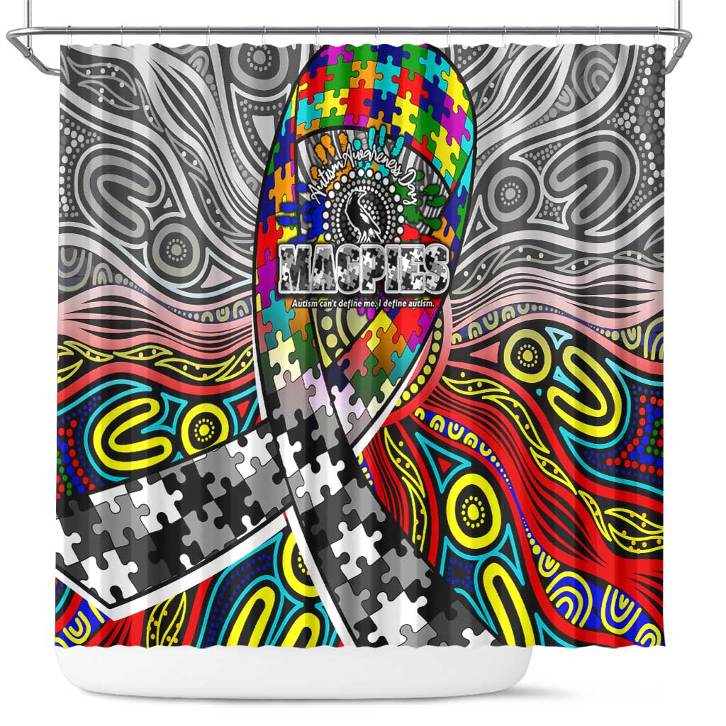 Autism Awareness Australia Collingwood Magpies Shower Curtain Aboriginal Indigenous Art