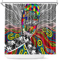Autism Awareness Australia Collingwood Magpies Shower Curtain Aboriginal Indigenous Art