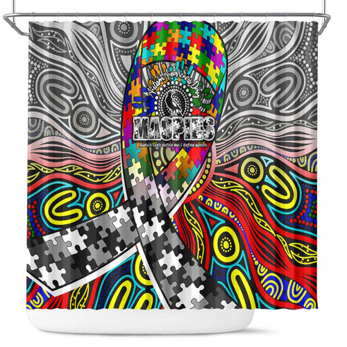 Autism Awareness Australia Collingwood Magpies Shower Curtain Aboriginal Indigenous Art