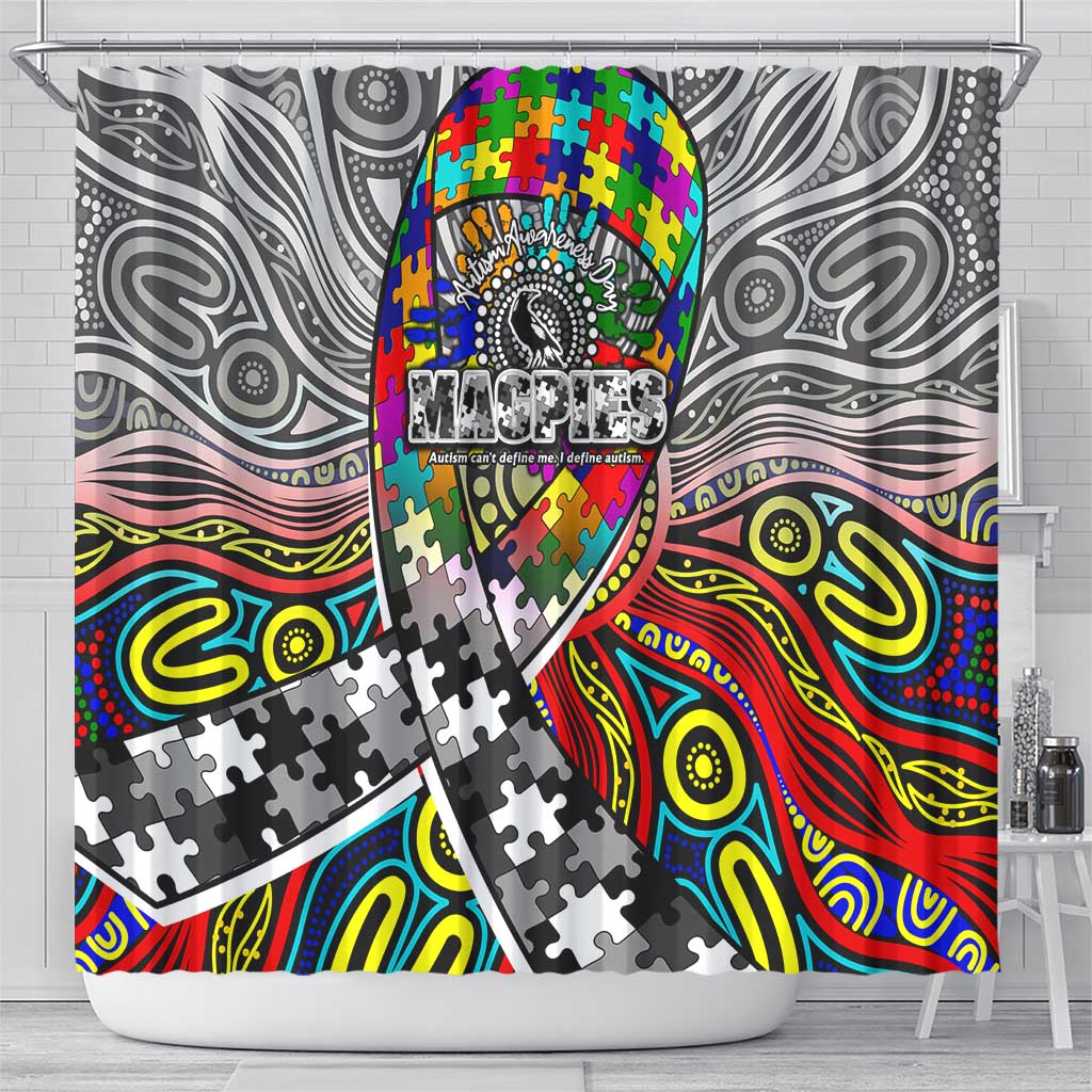 Autism Awareness Australia Collingwood Magpies Shower Curtain Aboriginal Indigenous Art