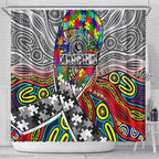 Autism Awareness Australia Collingwood Magpies Shower Curtain Aboriginal Indigenous Art