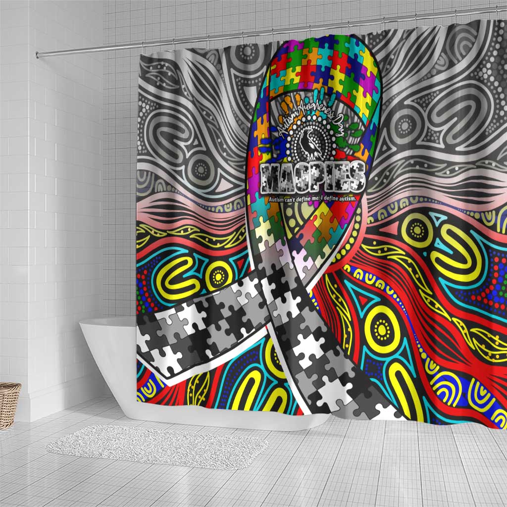 Autism Awareness Australia Collingwood Magpies Shower Curtain Aboriginal Indigenous Art