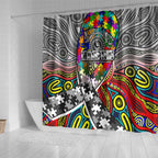 Autism Awareness Australia Collingwood Magpies Shower Curtain Aboriginal Indigenous Art